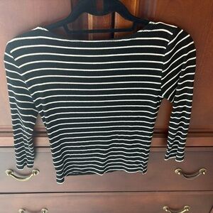American Eagle Outfitters Black and White Striped Long Sleeve Top